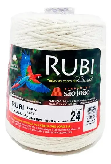 Linha Sao Joao Rubi Rubi em cone cor branco 1000gramas