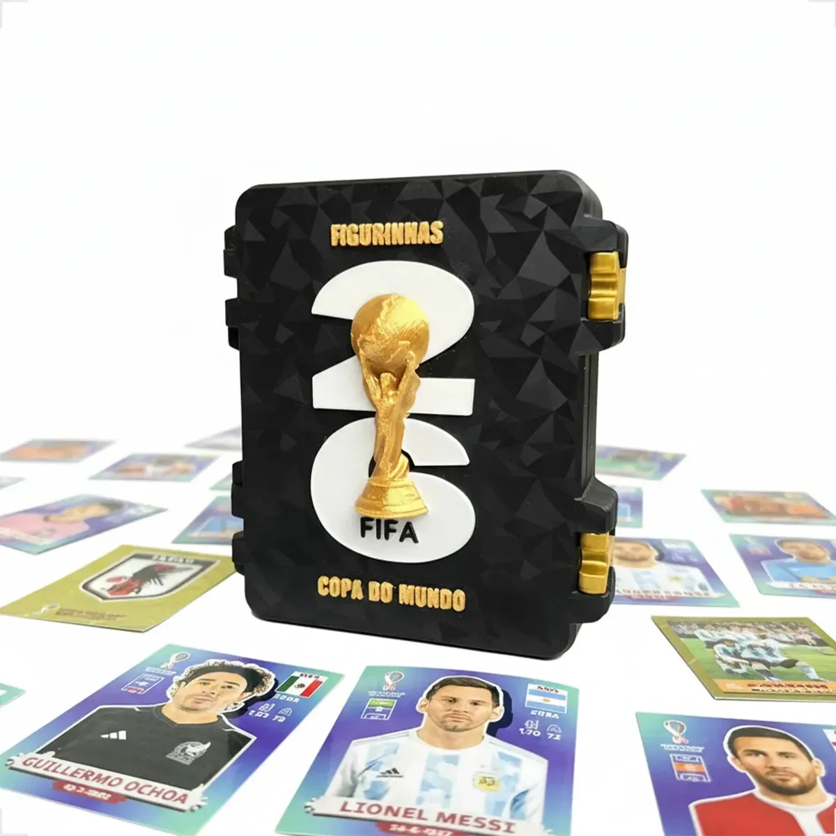 Porta figurinhas Copa do Mundo 2026 preta e amarelo