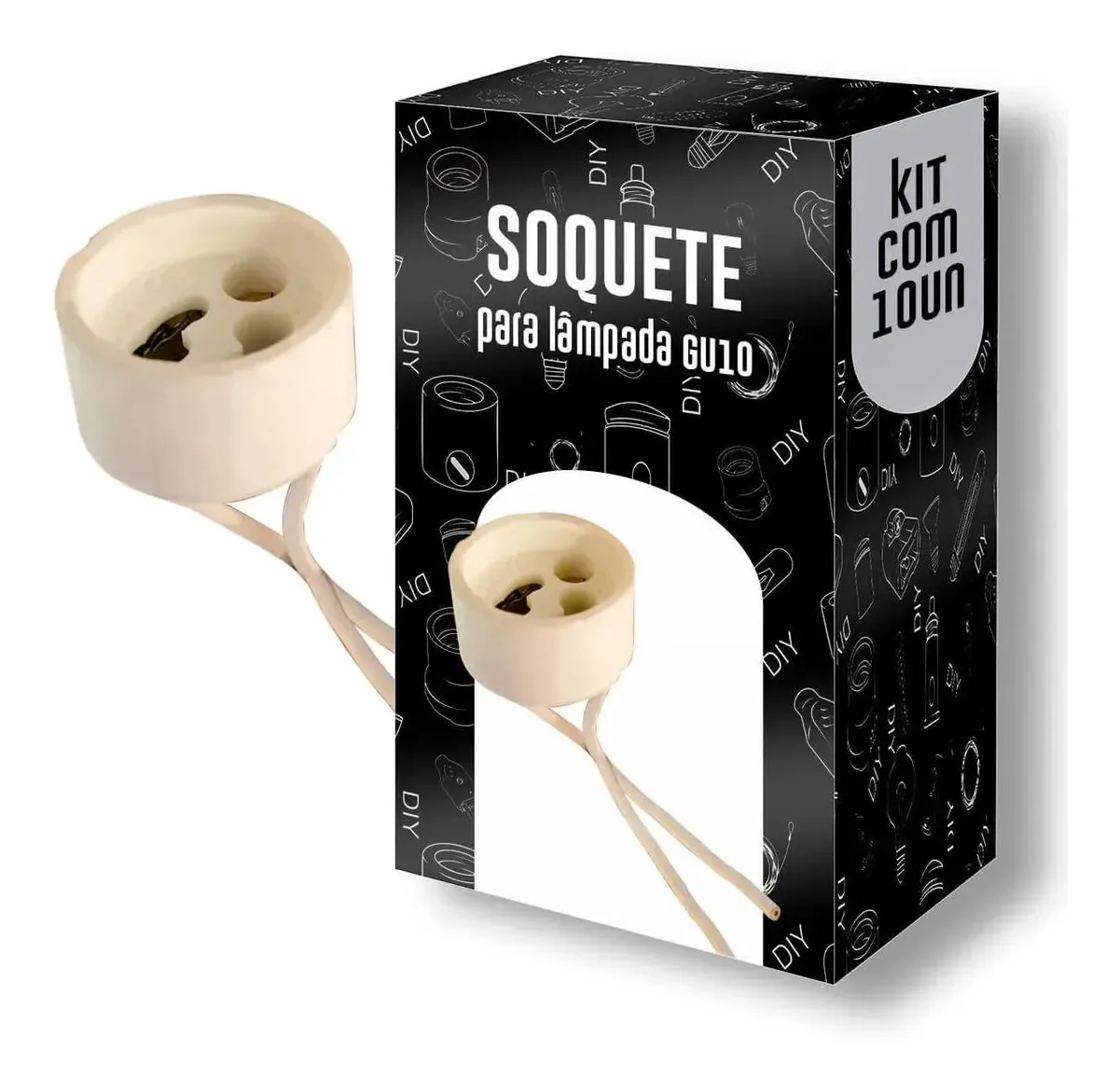 Kit 10 Soquetes GU10 Marfim para Lâmpada Dicróica