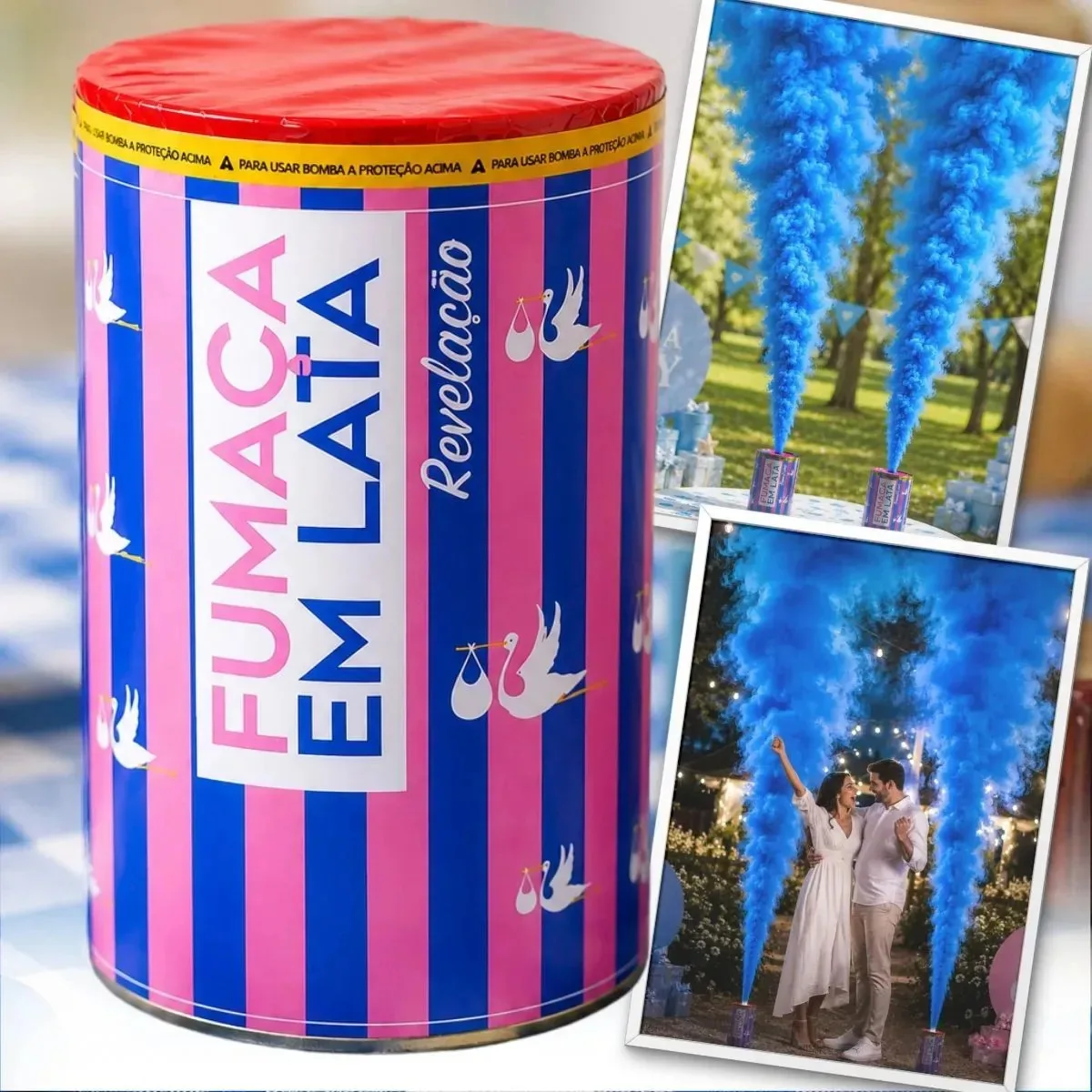 Chá Revelação Fumaça Cor Azul Menino Festa 1 Unidade Marca Kururuá