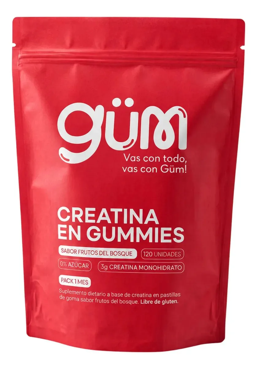 Creatina Monohidrato En Gomitas Frutos Rojos - 120un - Güm Frutos Rojos