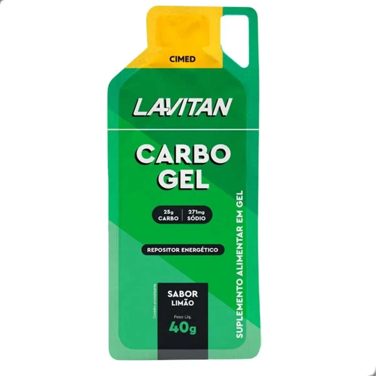 Carbo Gel Energy 100mg Cafeina 40g Box 10 Saches Lavitan Limão