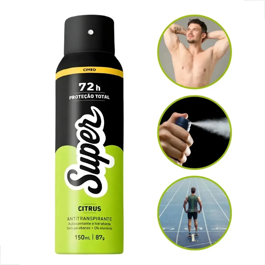 Desodorante Antitranspirante Citrus 72h Super Men Aerossol 150ml