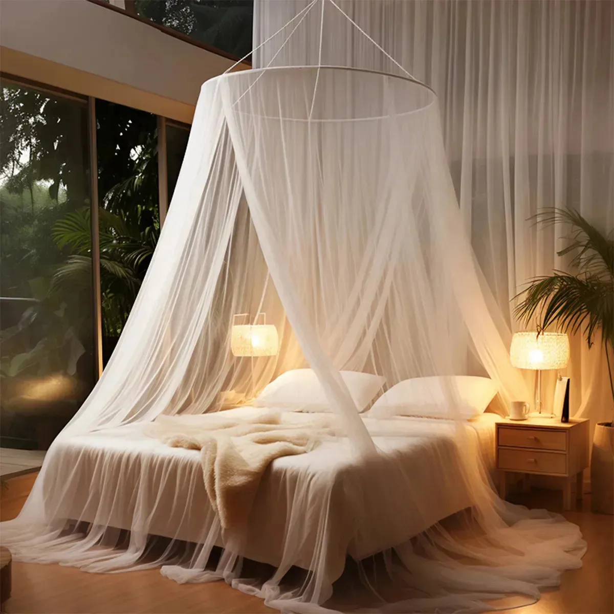 Mosquiteiro de Teto OHTÉ Gigante Branco Para Cama de Solteiro e Casal