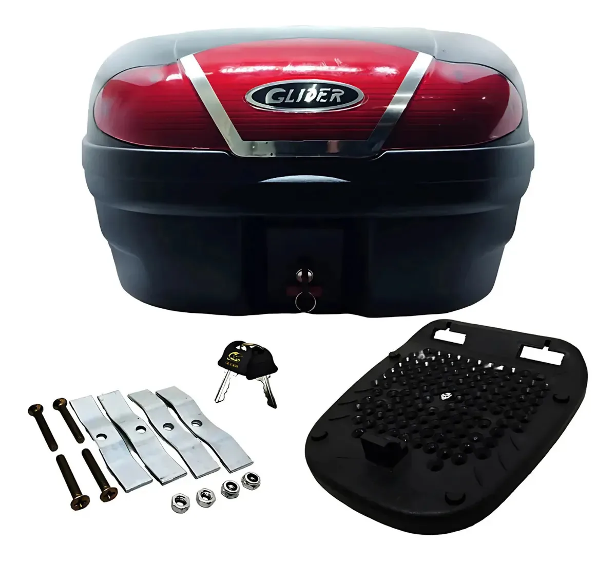 Baú Traseiro Glider Boxer 46 L para Motos com Kit Fixação