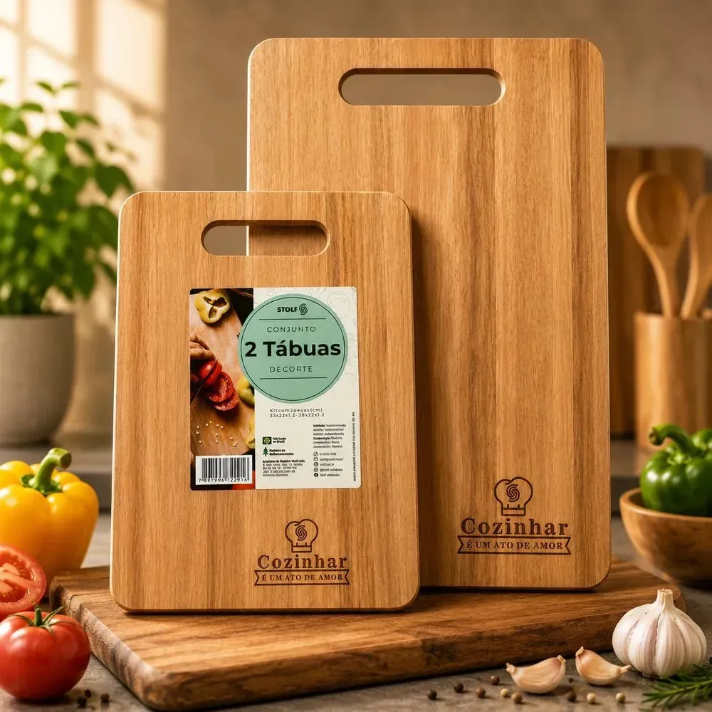 Conjunto 2 Tábuas Stolf Madeira Gourmet Luxo