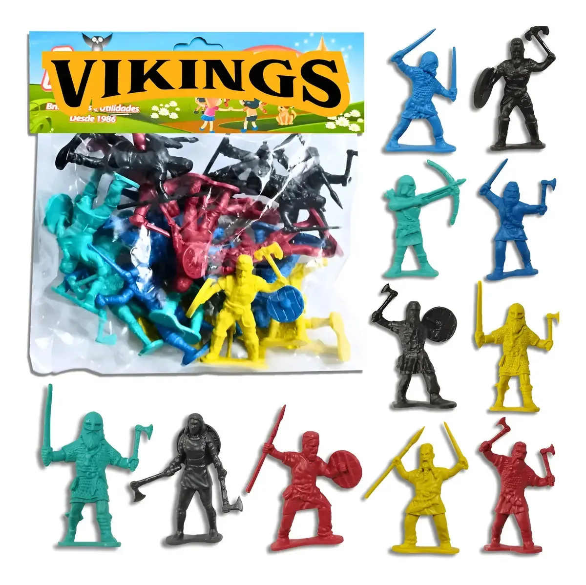20 Soldadinhos Vikings Miniatura Figures Boneco Guerreiro