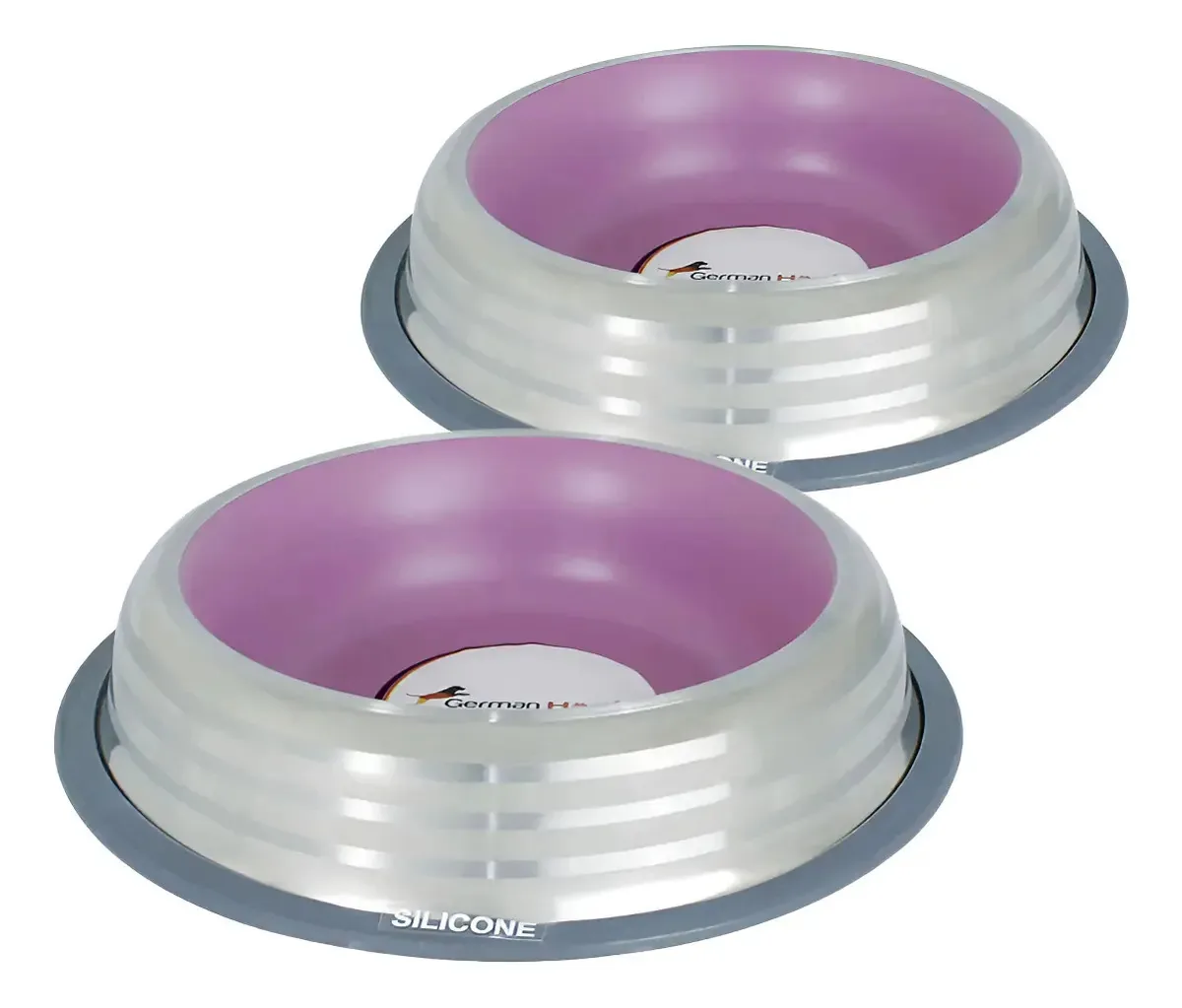 Kit 2 Comedouros Inox Premium Rosa 450ml - Antiderrapante