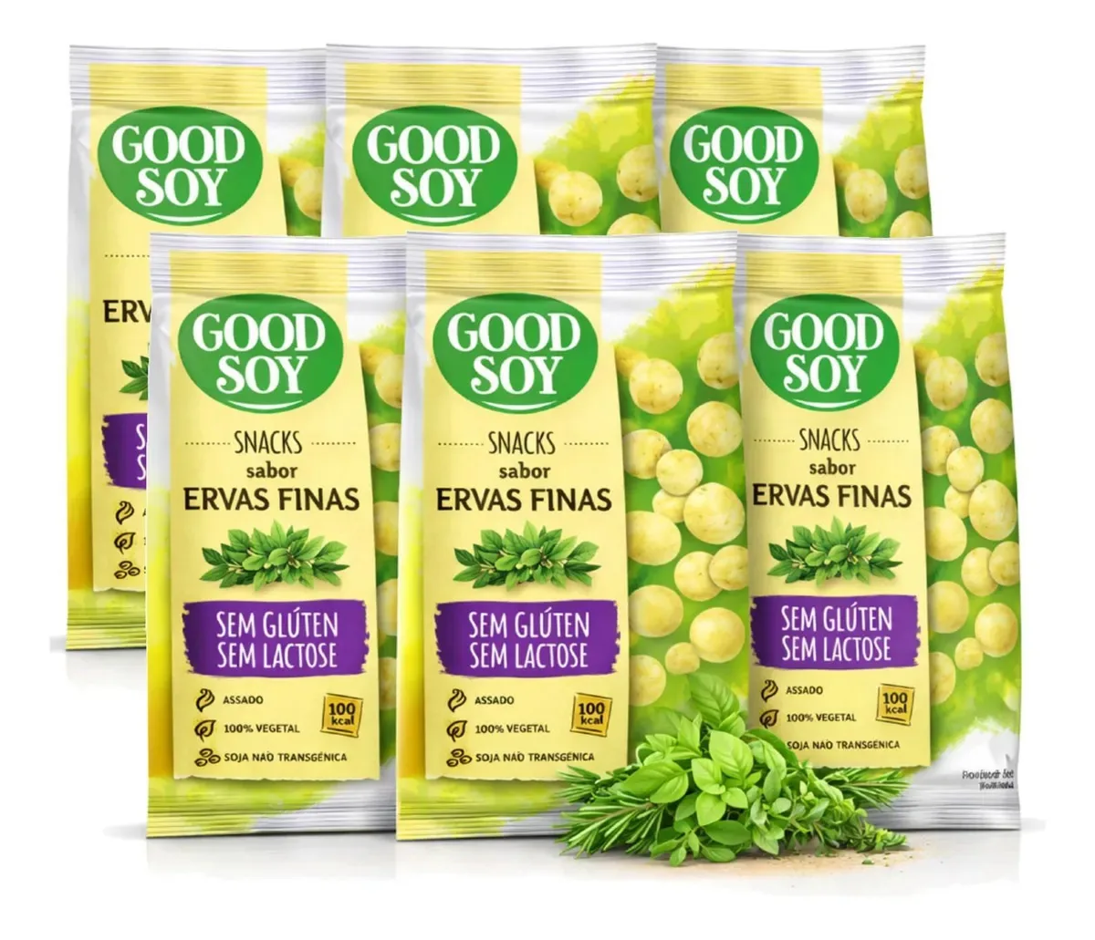 Kit 6 Snacks De Soja Goodsoy S/ Gluten Ervas Finas 25g