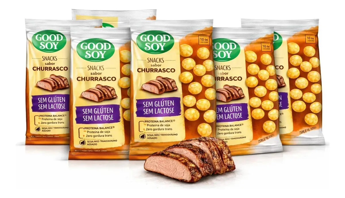 Kit 6 Snacks De Soja Goodsoy S/ Gluten Churrasco 25g