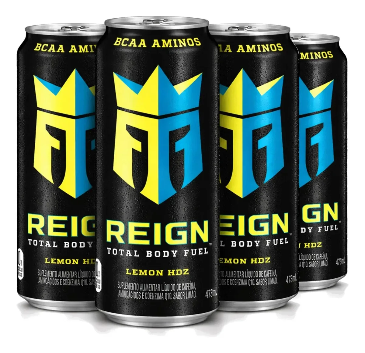 Kit 4 Energético Alta Performance Reign Lemon Hdz 473ml