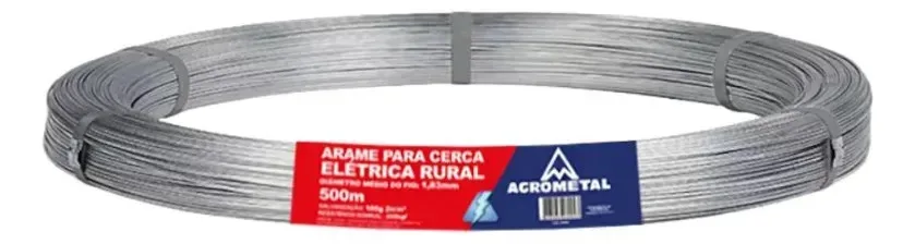 Arame Cerca Eletrica 1,83mm F15 500m Agrometal Cinza