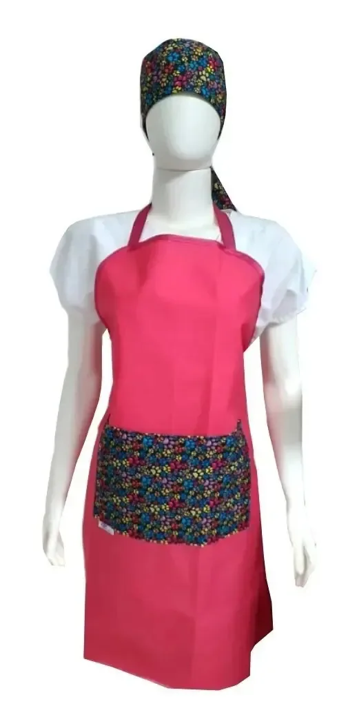 Avental Pet Shop Impermeável Com Bandana Rosa Rosa Estampa Floral