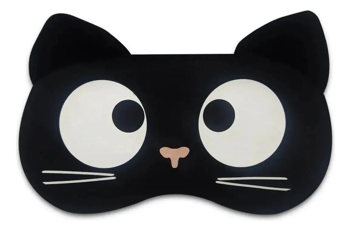 Máscara Para Dormir Gato Preto Gel Térmico Reduz Olheiras