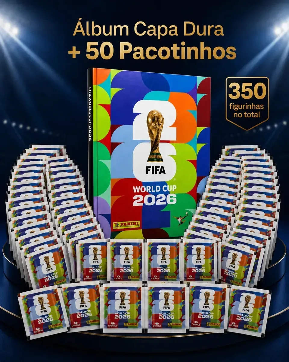 Kit Álbum Capa Dura Da Copa Do Mundo Fifa 2026 Com 350 Figurinhas