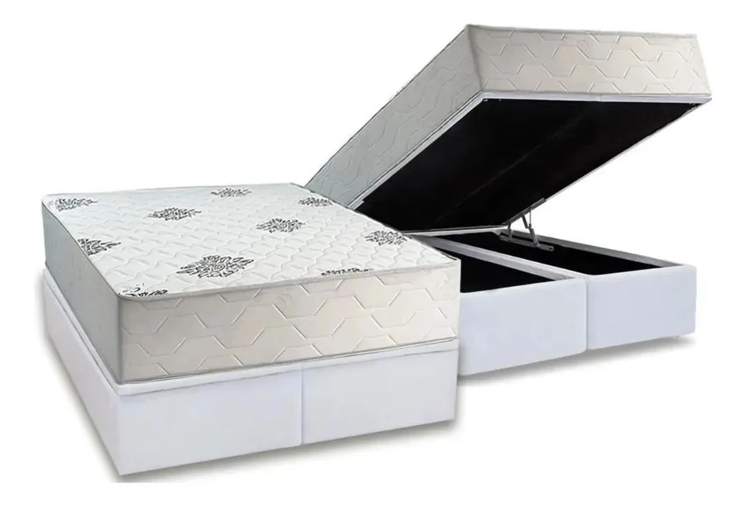 Cama Box Baú Queen E Colchão Ortopédico