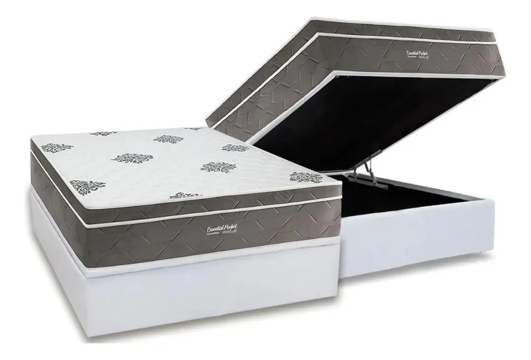 Cama Box Baú Casal + Colchão Molas Inovaflex Essential