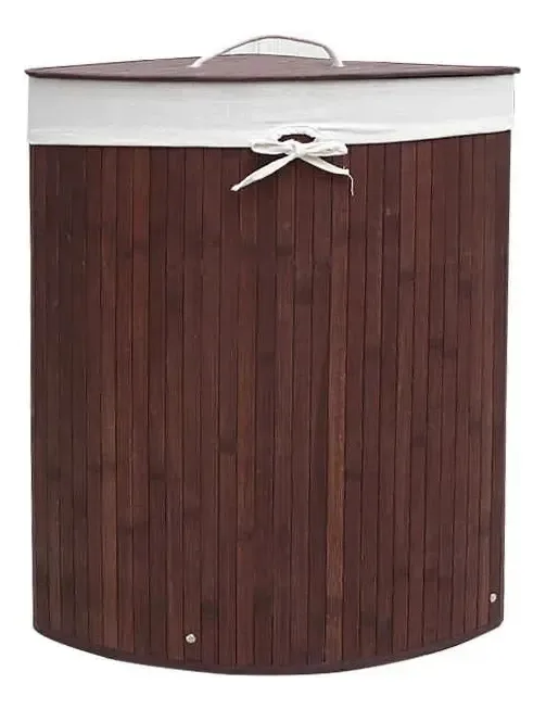 Cesto Banheiros De Bambu Forrado Claro Retangular P/ Roupas Cor Marrom-escuro Triángulo