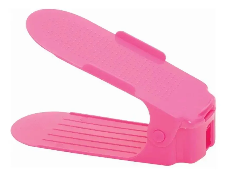 Kit 10 Organizadores Sapato Rosa Com Regulagem De Altura