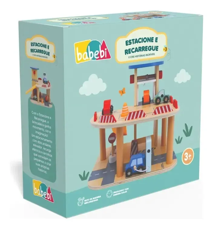 Playset Estacione E Recarregue Em Madeira Babebi - 3002