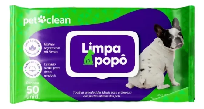 Toalhas Umedecidas Cães Limpa Popo Pet Clean 50 Unids