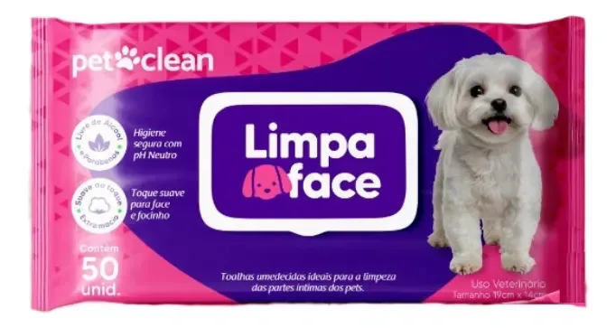 Toalhas Umedecidas Cães Limpa Face Pet Clean 50 Unids