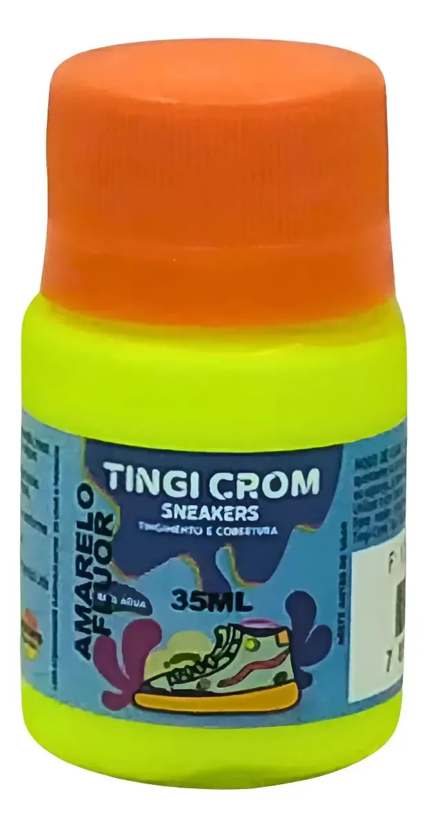 Tinta Para Tenis Sapato Couro Tecido Sneakers 35ml Base Agua Cor amarelo fluorescente