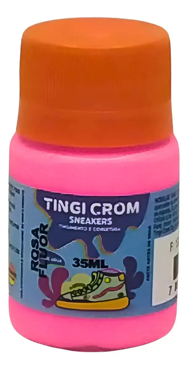 Tinta Para Tenis Sapato Couro Tecido Sneakers 35ml Base Agua Cor rosa fluorescente