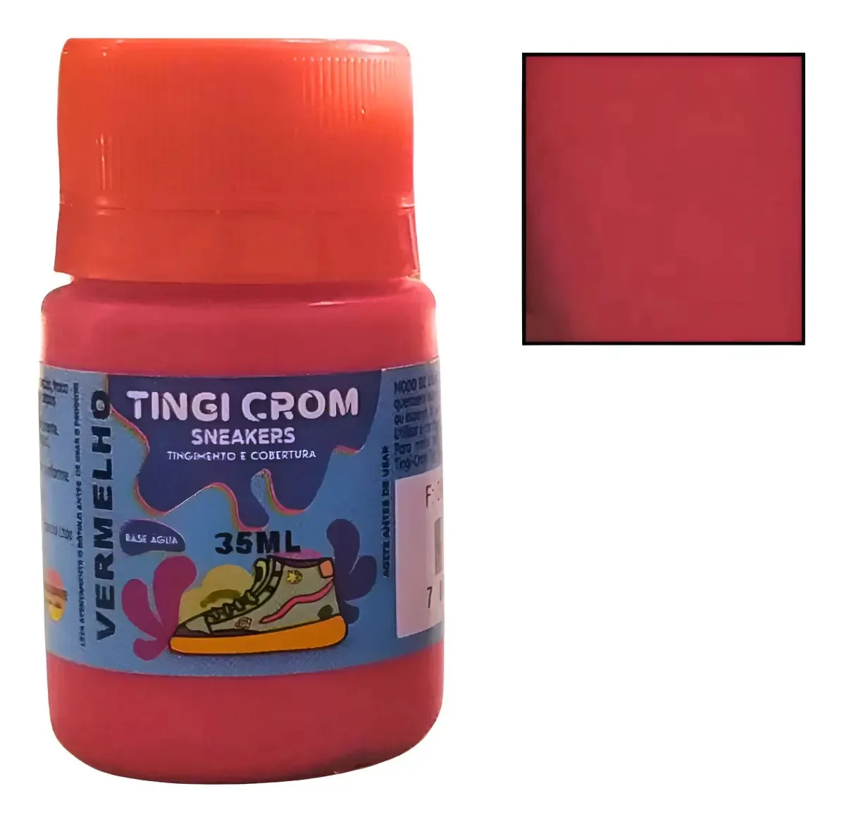 Tinta Para Tenis Sapato Couro Tecido Sneakers 35ml Base Agua Cor Vermelho