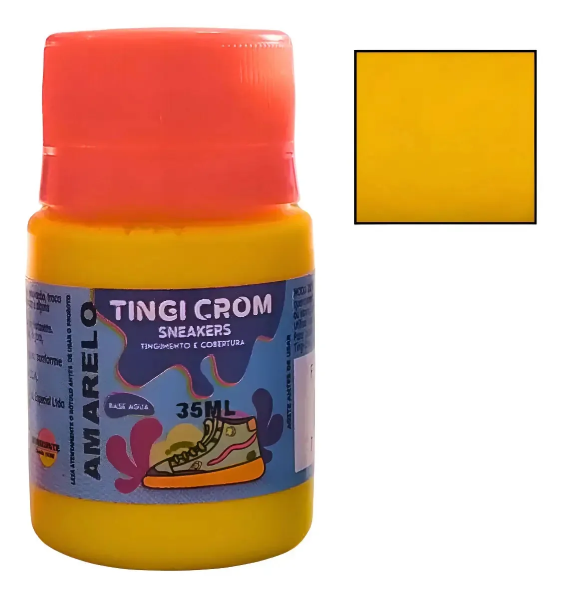 Tinta Para Tenis Sapato Couro Tecido Sneakers 35ml Base Agua Cor Amarelo