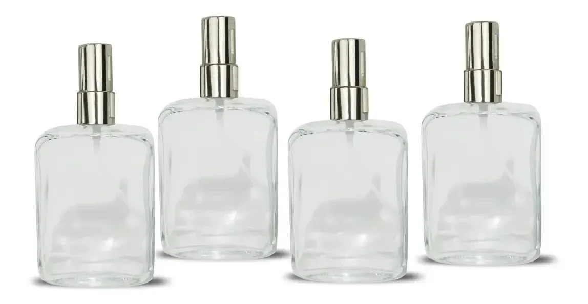 100 Vidros Para Perfume 100ml + Válvula Spray Prata Luxo