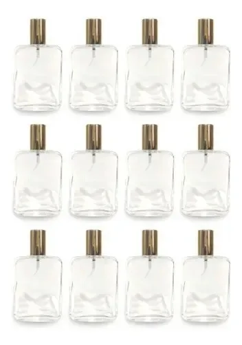 12 Frascos Vidro Para Perfume 100 Ml Válvula Spray Dourada
