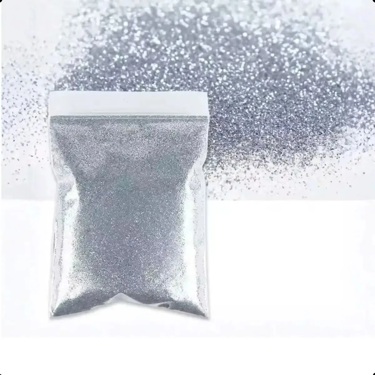 Glitter Em Pó 100g Poliester Brilhoso Para Artesanato E Arte Cor Prata