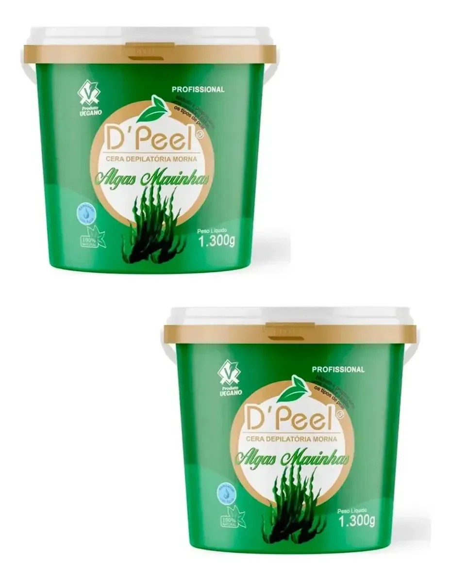 Kit 2 D´peel - Cera Depilatória Morna 1300g - Algas Marinhas
