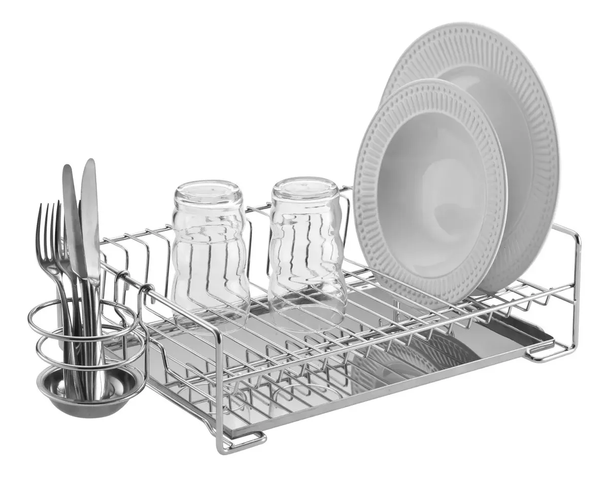 Escorredor De Louça Simples Com Bandeja Inox