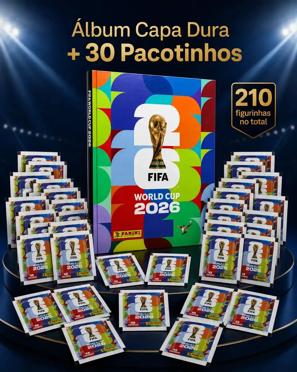 Kit Álbum Capa Dura Da Copa Do Mundo Fifa 2026 Com 210 Figurinhas