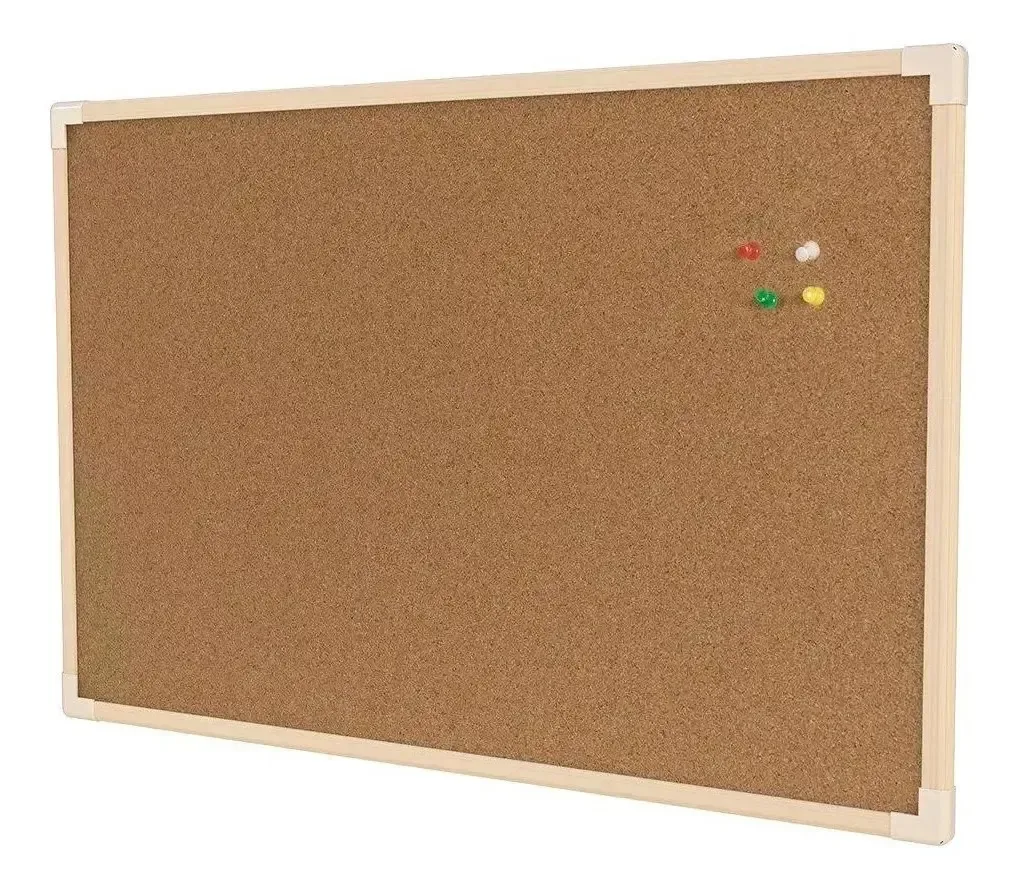 Quadro Aviso Cortiça Madeira 60x40cm Com 120 Tachinhas Bege