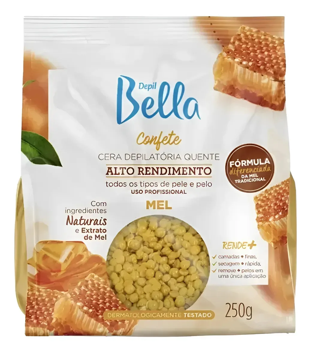 Cera Confete Mel Alto Rendimento Depil Bella 250g