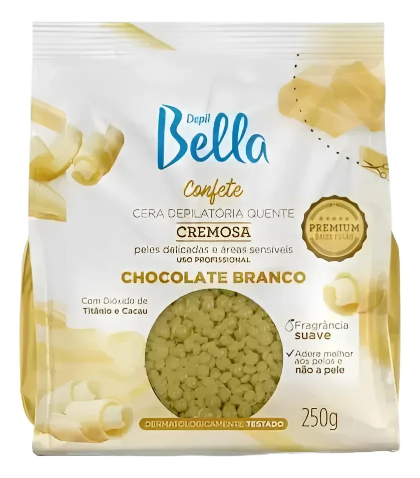 Cera Confete Cremosa Chocolate Branco Depil Bella 250g