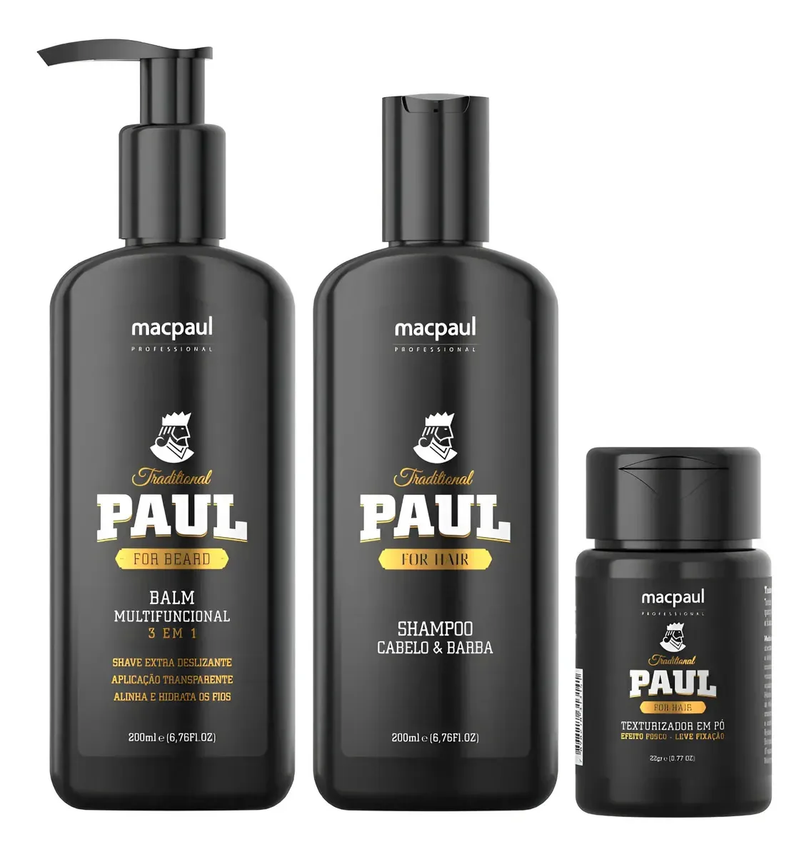 Kit Shampoo Balm E Texturizador Traditional Paul Masculino Amadeirada