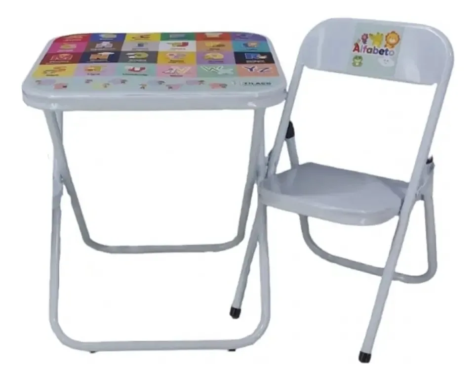 Mesa Infantil Didatica Criança Bebê Brinquedo Com 1 Cadeira Branco