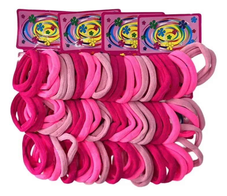Kit 72 Xuxinha Rabicó Elásticos De Meia Para Cabelo Tonyx Cor Rosas