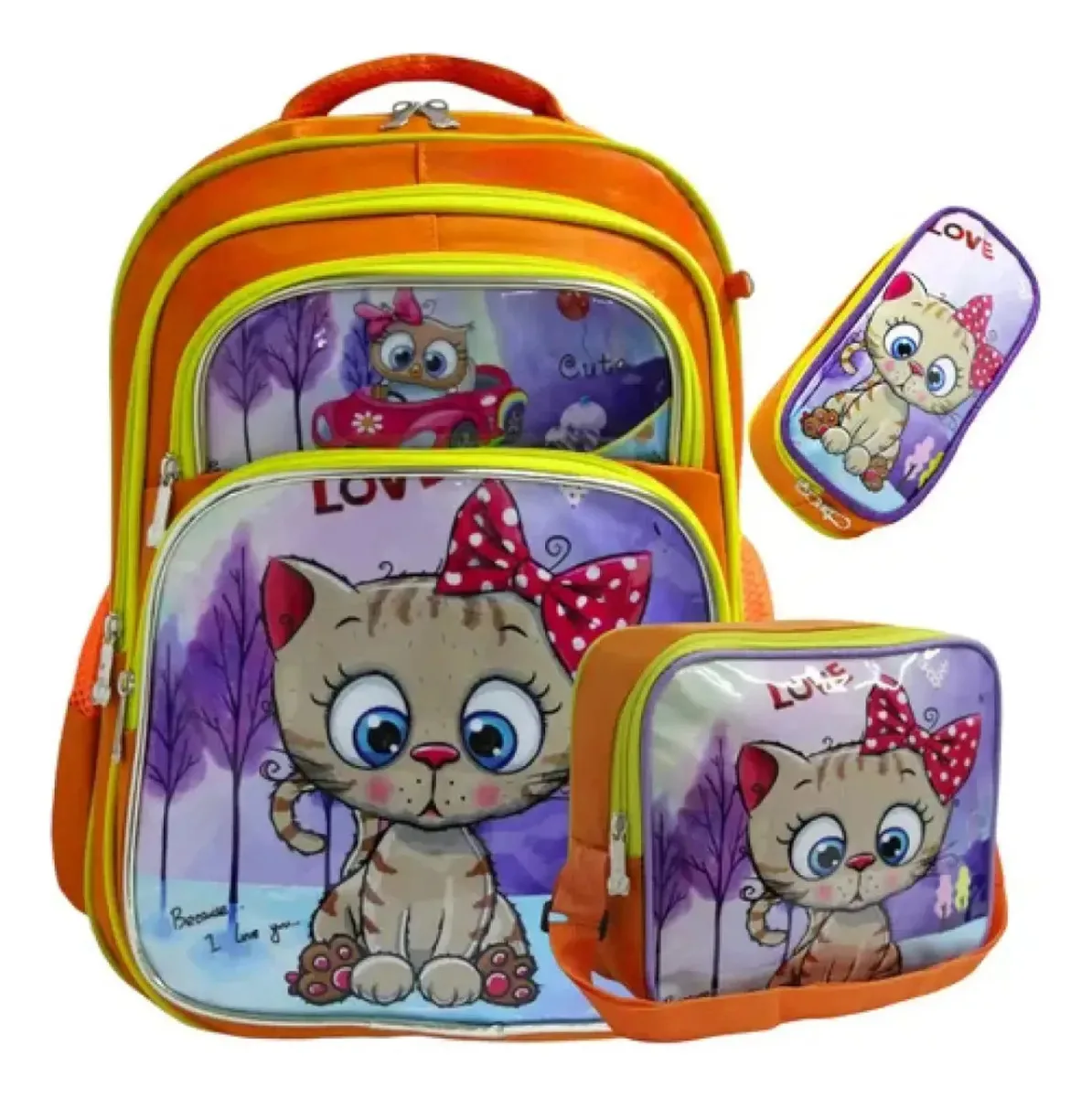 Kit Mochila Feminina Escolar Juvenil Impermeável Princesa