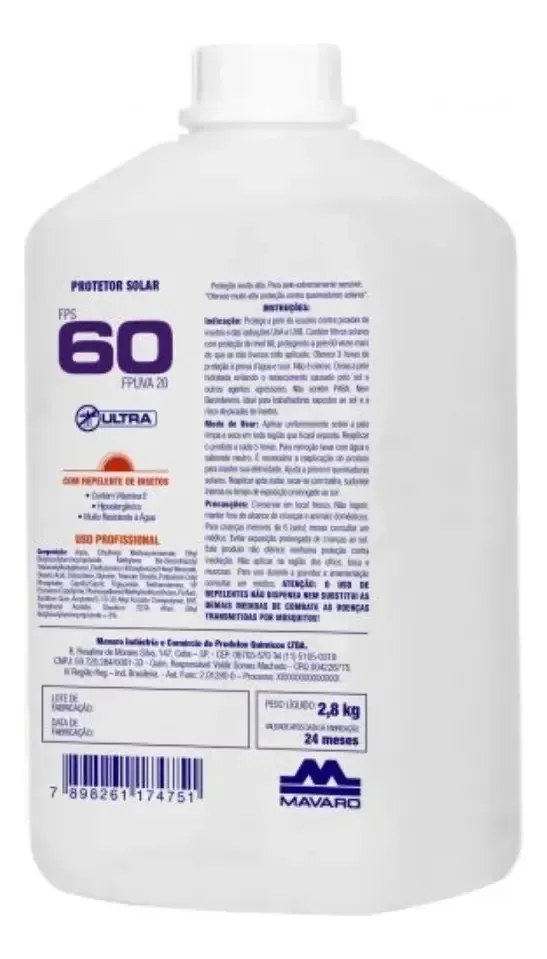 Protetor Solar Mavaro Fps 60 02,80 Lt