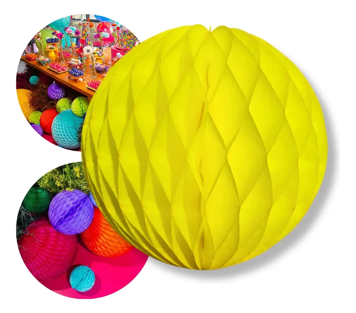 Balao Pompom Colmeia Bola De Papel De Seda Festa Decora 21cm Cor Amarelo Claro