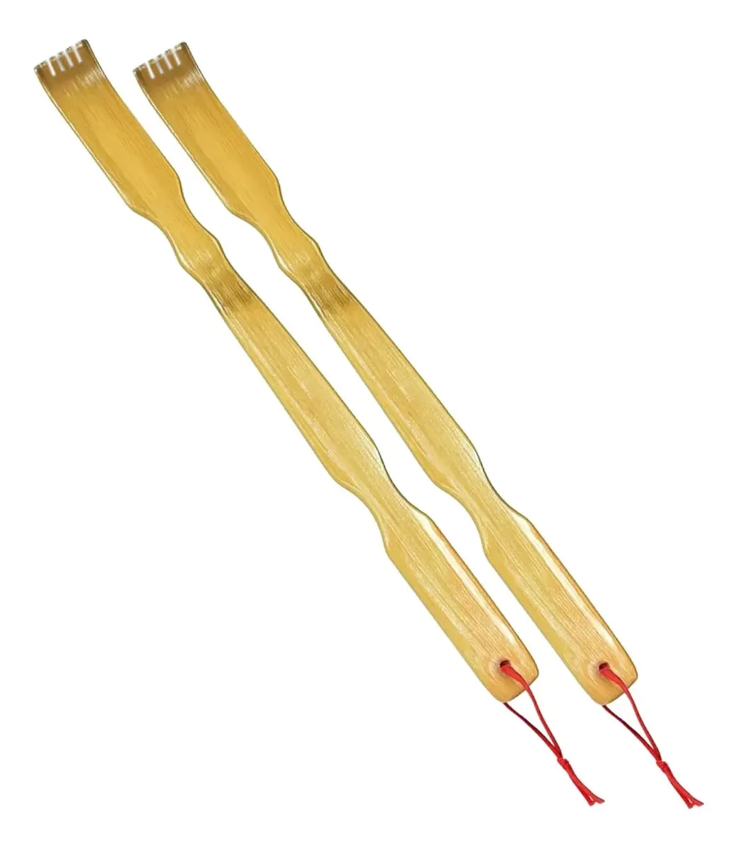 2 Coçador De Costas Bambu Mãozinha Massagem Relaxante