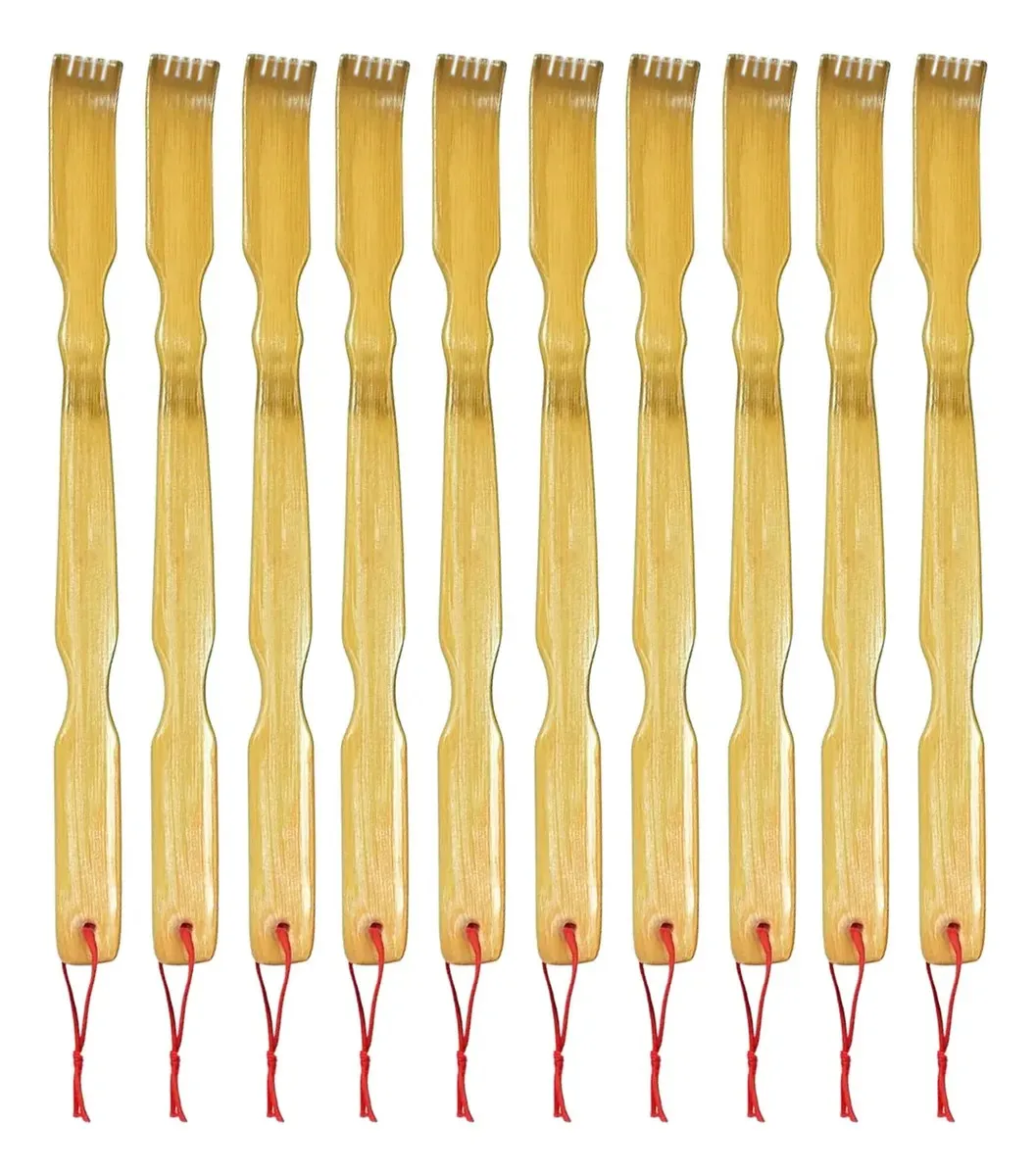10 Coçador De Costas Bambu Mãozinha Massagem Relaxante