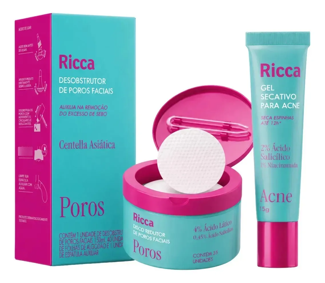 Kit Facial Cuidados Essenciais Para Poros E Acne Ricca