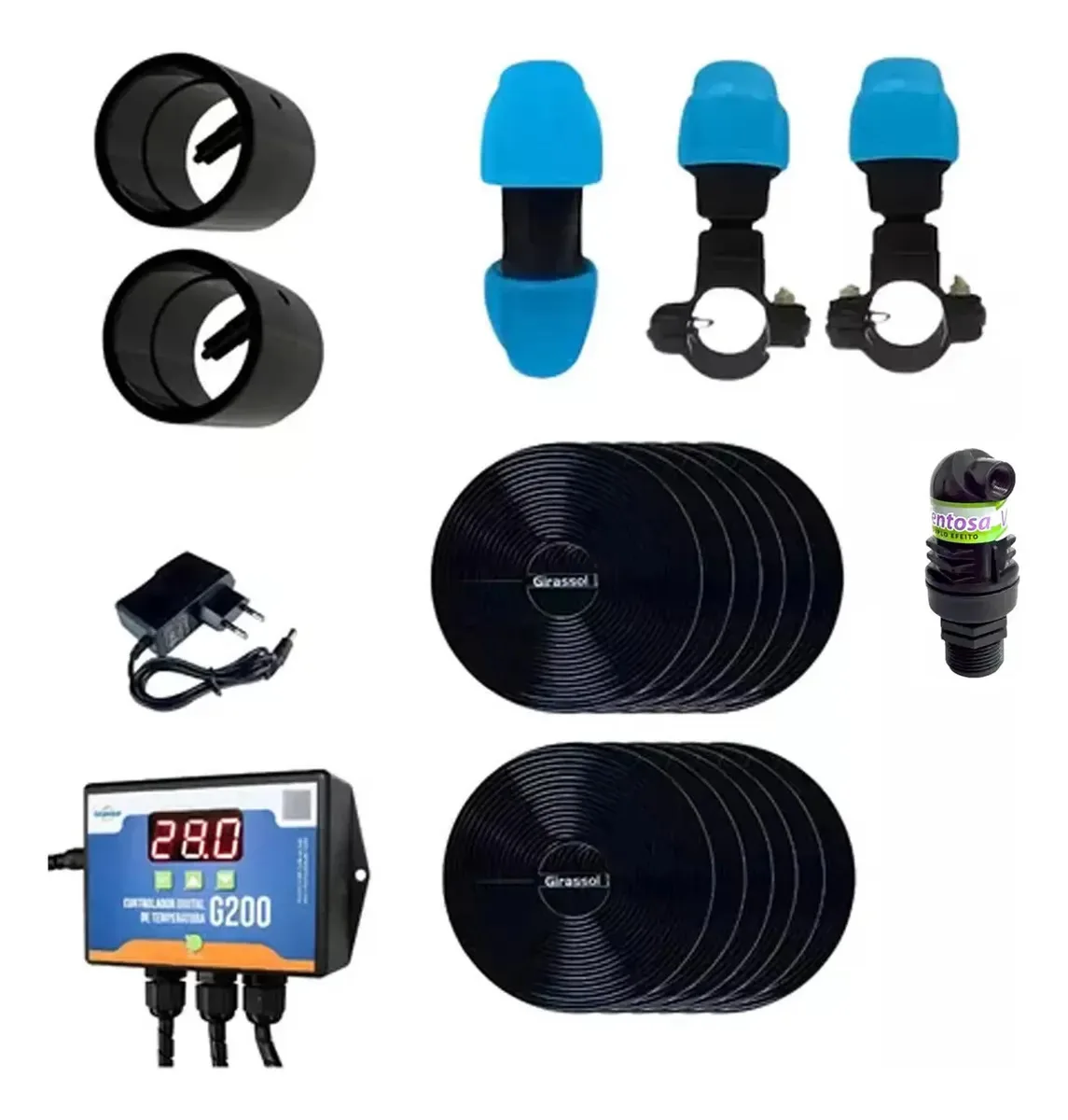A1 Girassol Aquecedor Piscina 56m³ 14 Placas + Controlador