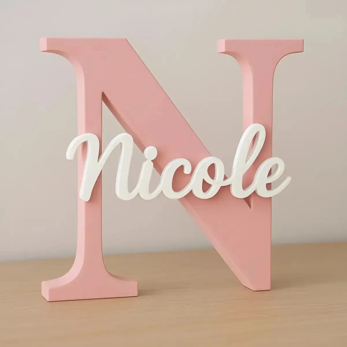 Enfeite Nome Personalizado Letra Inicial Infantil 3d 15x12 Cor Rosa-claro
